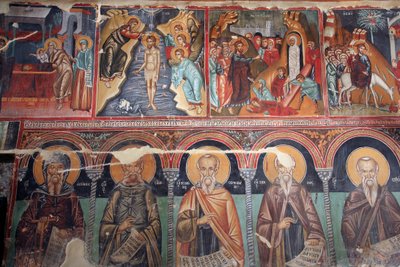 The Byzantine Fresco from the 15th Century Episodes of Jesus Christ